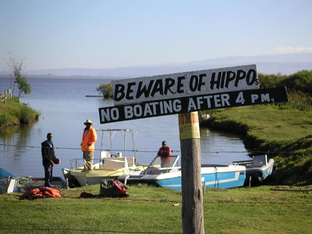Beware of hippos. No boating after 4 p.m.